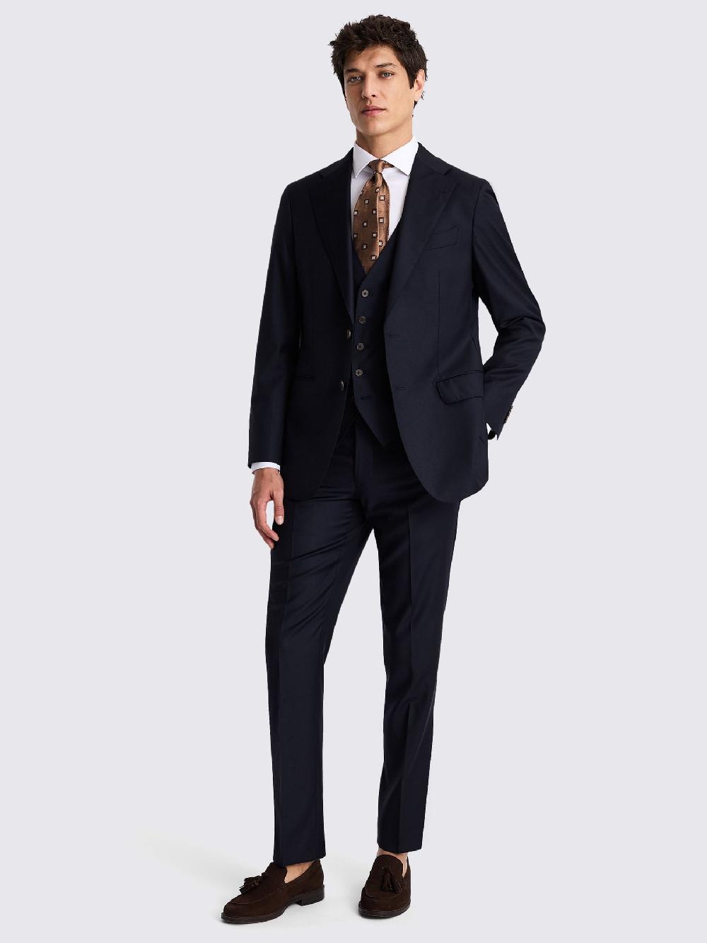 seraphine MOSS Navy Tailored Fit Twill Italian Suit Jacket