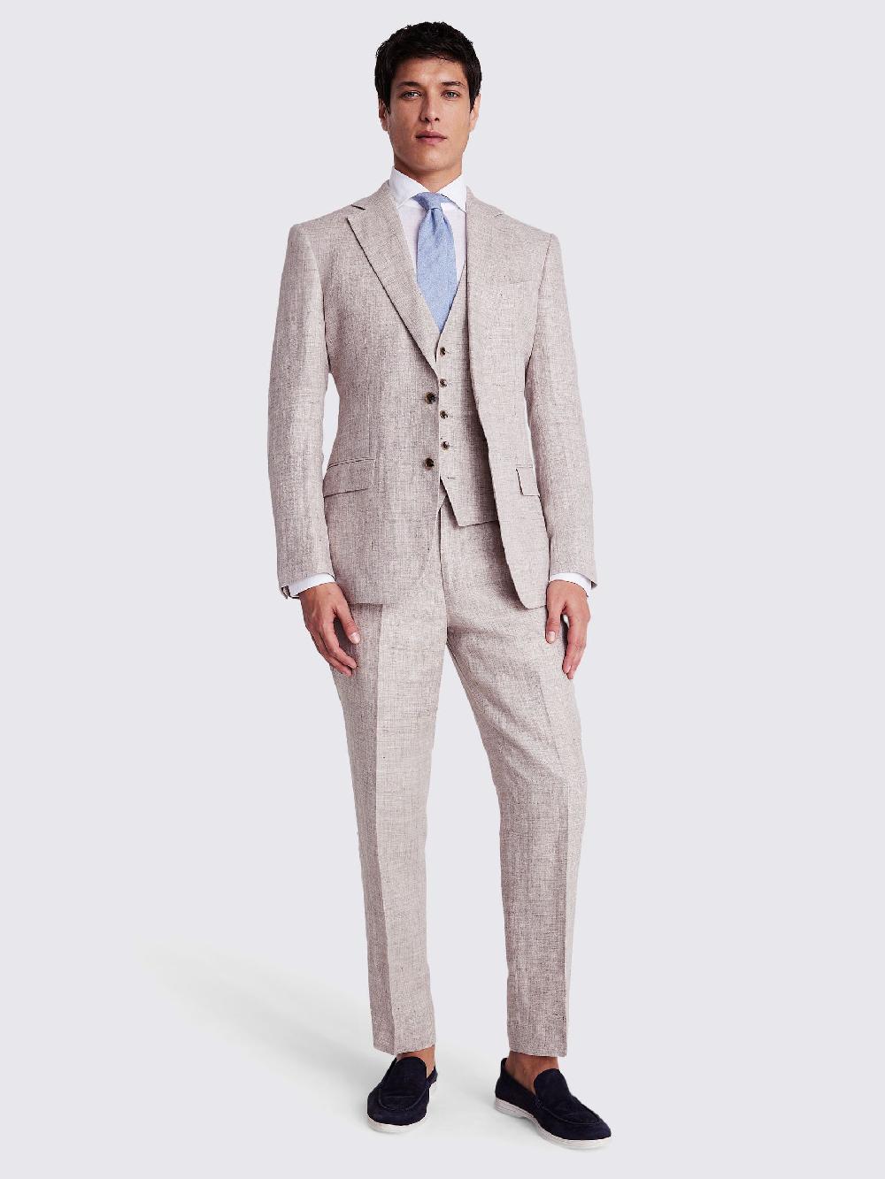seraphine MOSS Oatmeal Regular Fit Linen Suit Jacket