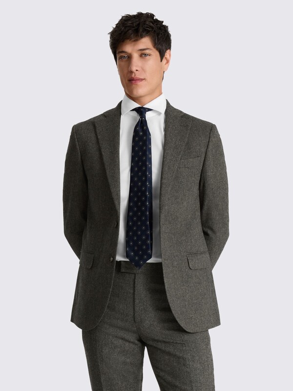 Seraphine MOSS Olive Tailored Fit Herringbone Suit Jacket