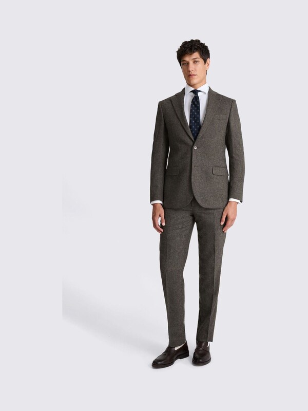 Seraphine MOSS Olive Tailored Fit Herringbone Suit Jacket