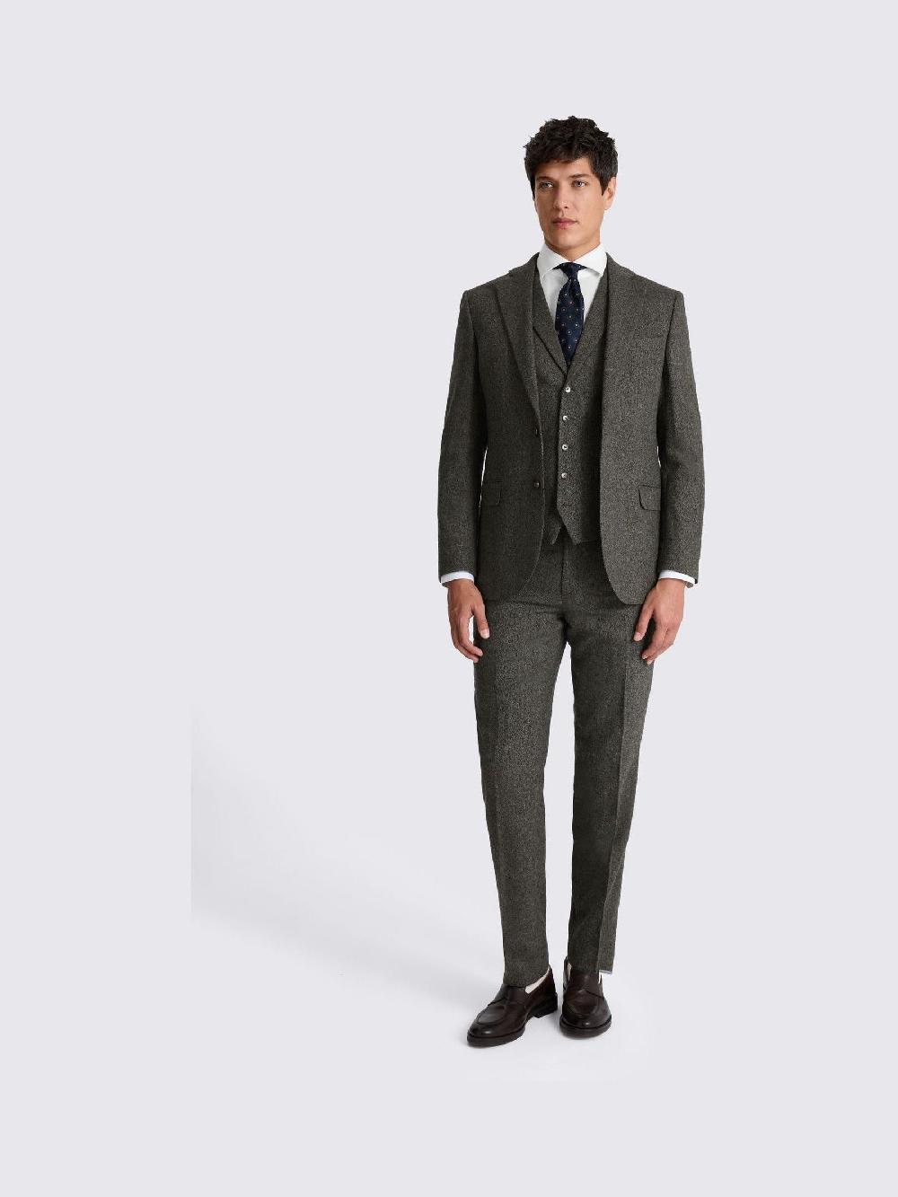 seraphine MOSS Olive Tailored Fit Herringbone Suit Jacket seraphine MOSS Olive Tailored Fit Herringbone Suit Jacket