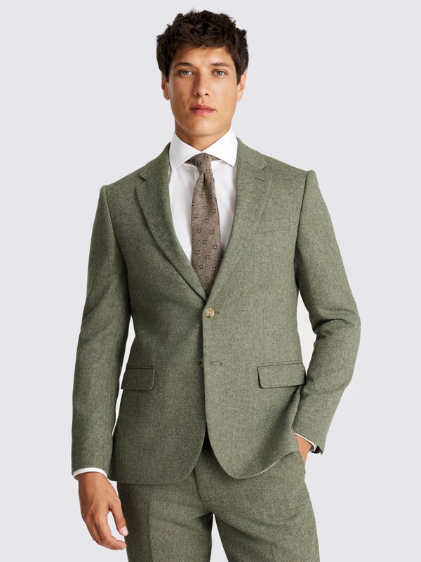 Seraphine MOSS Sage Slim Fit Donegal Tweed Suit Jacket