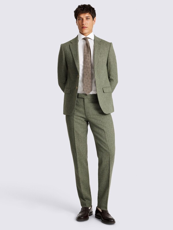 Seraphine MOSS Sage Slim Fit Donegal Tweed Suit Jacket