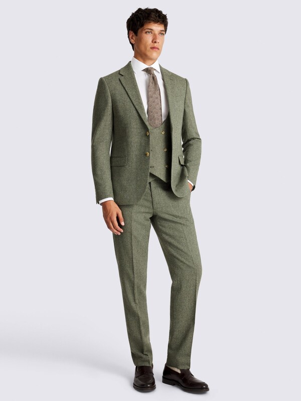 seraphine MOSS Sage Slim Fit Donegal Tweed Suit Jacket