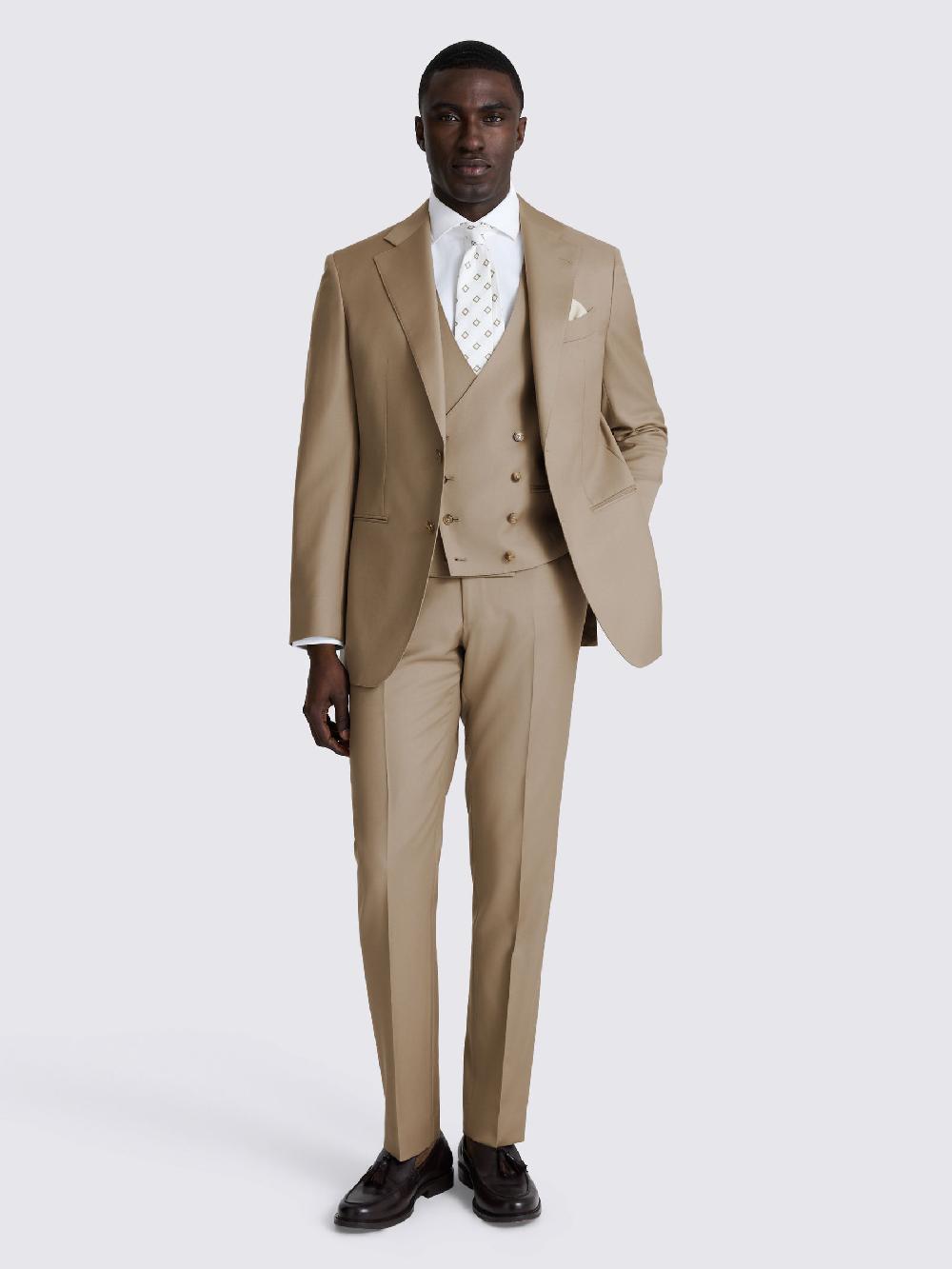 seraphine MOSS Taupe Tailored Fit Italian Twill Suit Jacket
