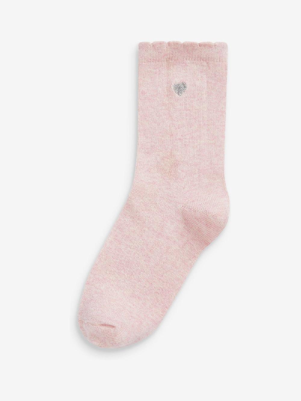 seraphine Multi 7 Pack Cotton Rich Heart Embroidered Ankle Socks