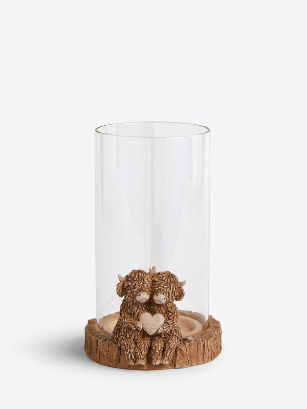 Seraphine Natural Hamish The Highland Cow Hurricane Candle Holder