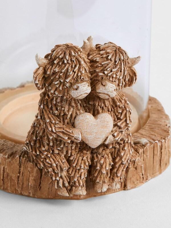 Seraphine Natural Hamish The Highland Cow Hurricane Candle Holder
