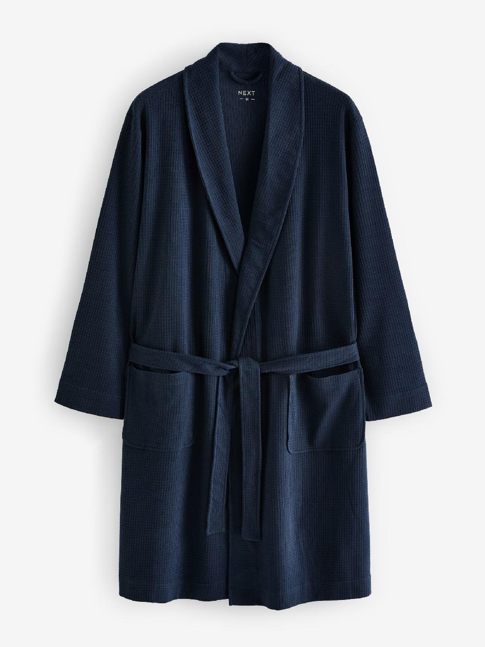 seraphine Navy Blue Lightweight Waffle Dressing Gown