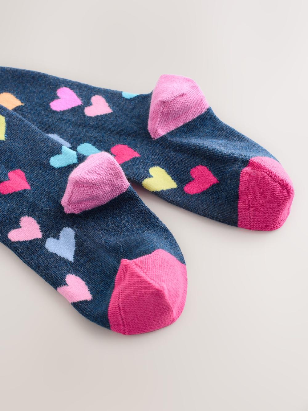 seraphine Navy Blue/Multi Cotton Rich Heart Print Tights 1 Pack