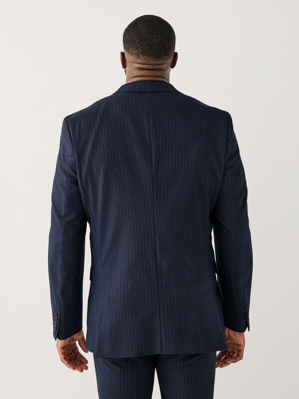 Seraphine Navy Blue Muscle Fit Motionflex Stretch Stripe Suit Jacket