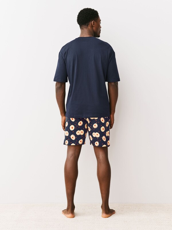 Seraphine Navy Blue Printed Short Sleeve Heart Biscuit Jersey Pyjamas Set