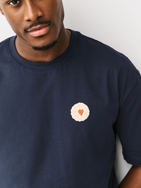 Seraphine Navy Blue Printed Short Sleeve Heart Biscuit Jersey Pyjamas Set