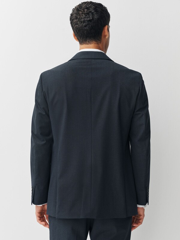 Seraphine Navy Blue Regular Fit Motionflex Puppytooth Texture Suit Jacket