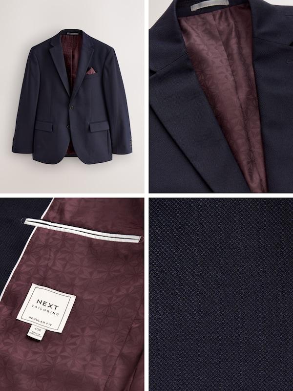 Seraphine Navy Blue Regular Fit Textured Suit Jacket