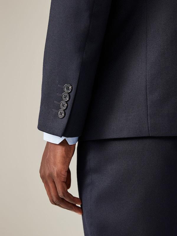 Seraphine Navy Blue Regular Fit Textured Suit Jacket