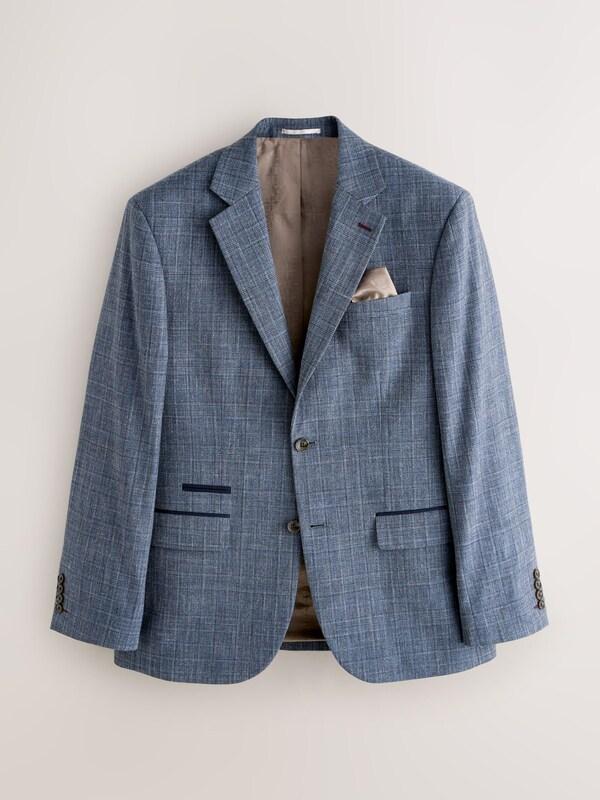 Seraphine Navy Blue Regular Fit Trimmed Check Suit Jacket