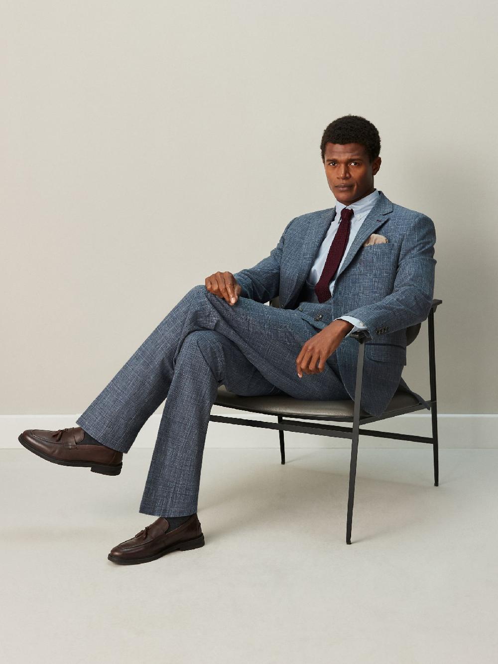 seraphine Navy Blue Regular Fit Trimmed Check Suit Jacket seraphine Navy Blue Regular Fit Trimmed Check Suit Jacket