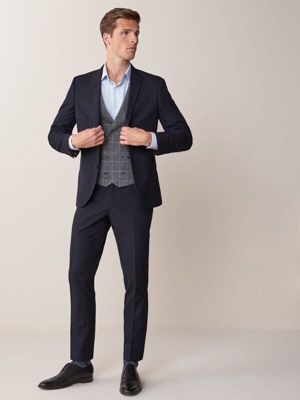 Seraphine Navy Blue Regular Fit Two Button Suit Jacket