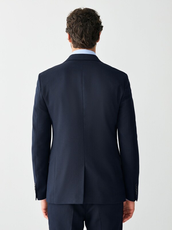 Seraphine Navy Blue Skinny Fit Textured Suit Jacket