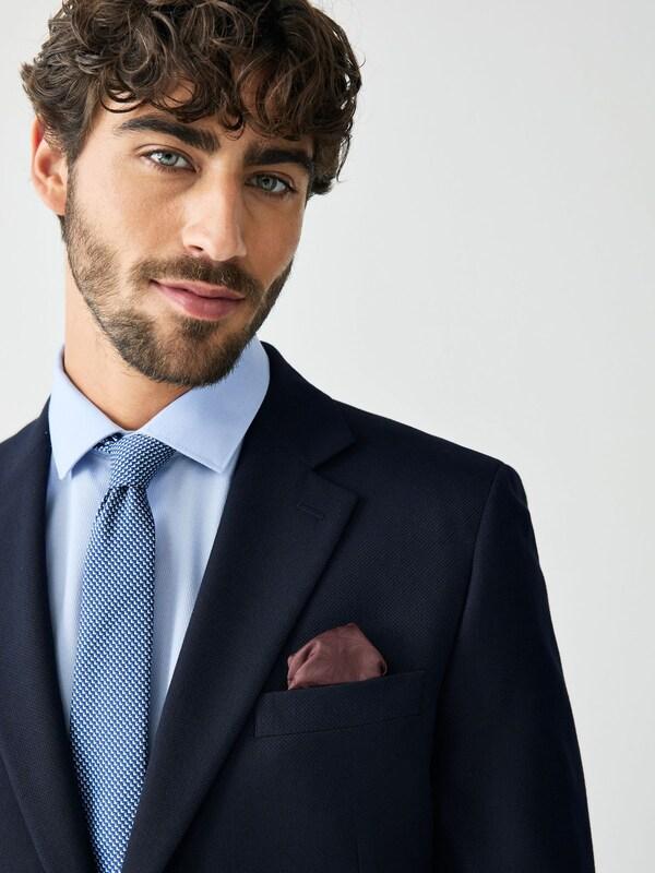 Seraphine Navy Blue Skinny Fit Textured Suit Jacket