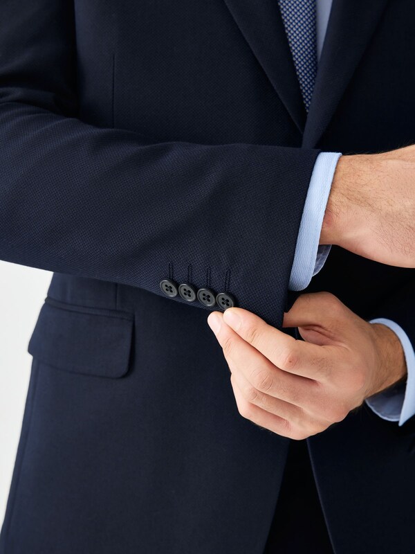 Seraphine Navy Blue Skinny Fit Textured Suit Jacket