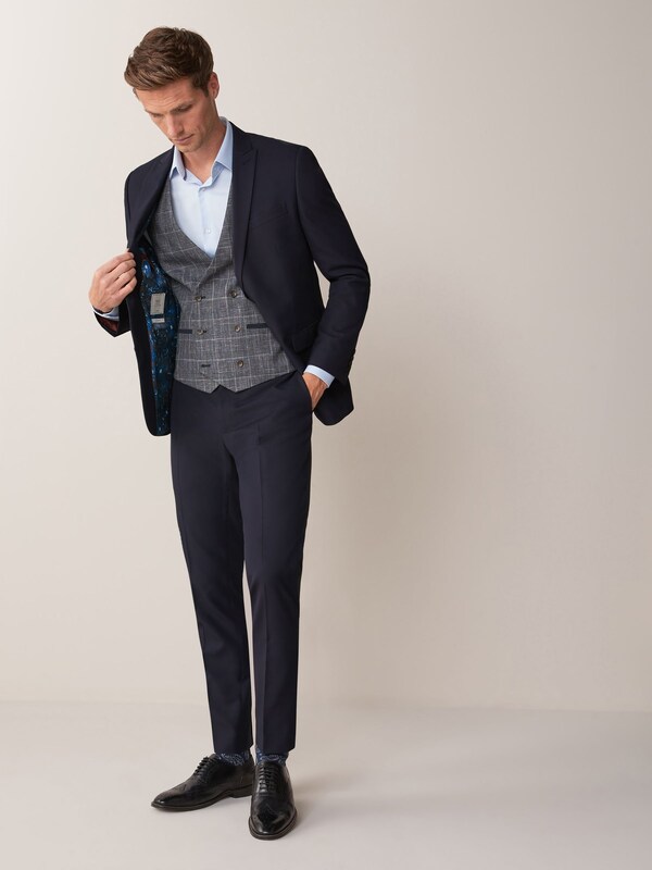 Seraphine Navy Blue Skinny Fit Two Button Suit Jacket