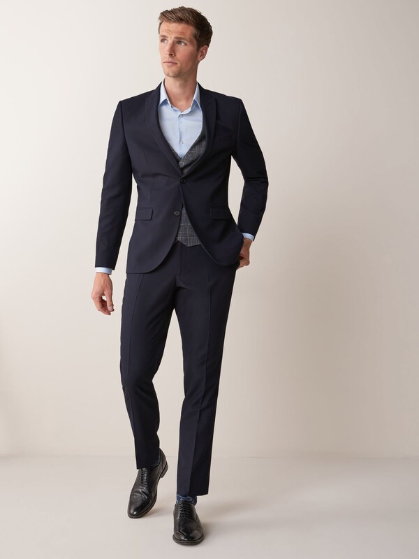 seraphine Navy Blue Skinny Fit Two Button Suit Jacket