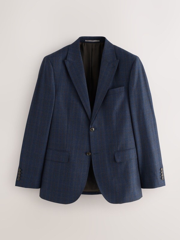 Seraphine Navy Blue Slim Fit Signature Marzotto 100% Italian Wool Check Suit Jacket