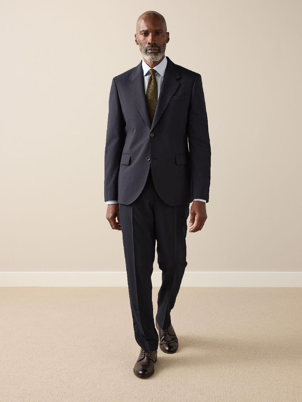 seraphine Navy Blue Slim Fit Signature Nova Fides 100% Italian Wool Suit Jacket