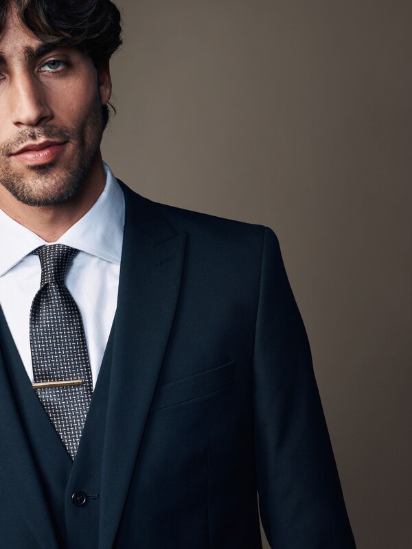 Seraphine Navy Blue Slim Fit Two Button Suit Jacket