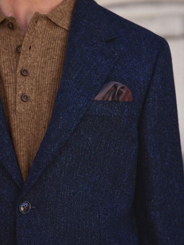Seraphine Navy Blue Tailored Fit Signature Abraham Moon 100% British Wool Donegal Suit Jacket