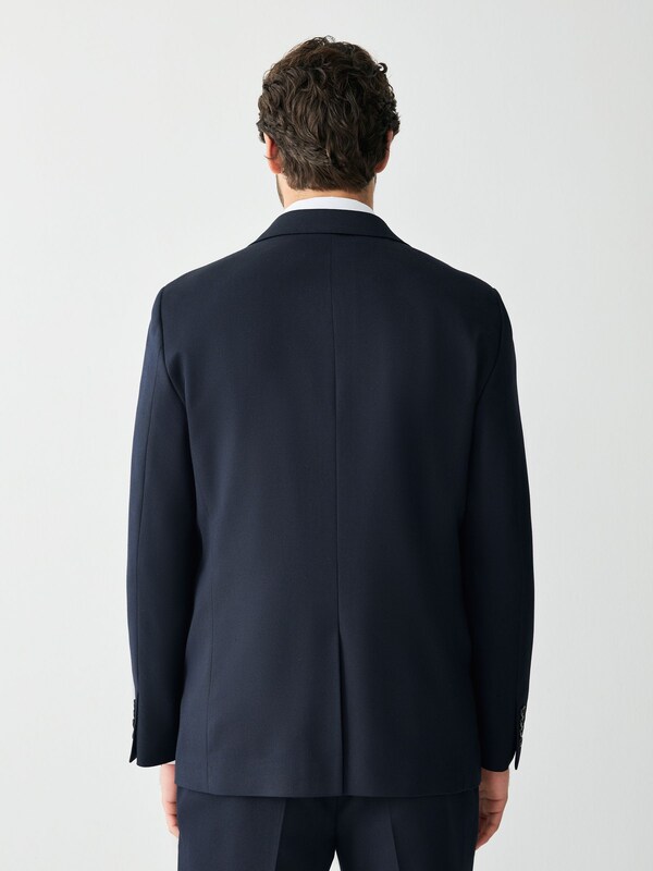 Seraphine Navy Blue Tailored Fit Textured Suit Jacket