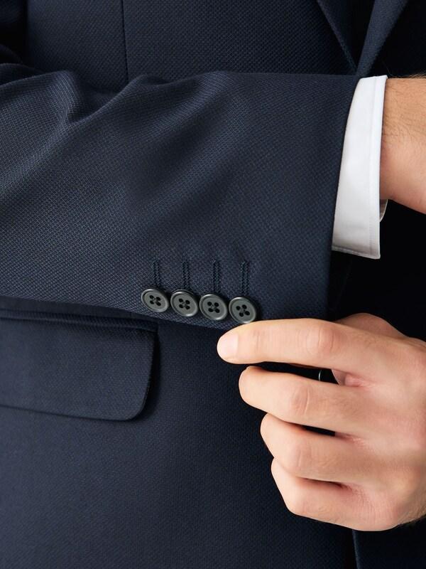 Seraphine Navy Blue Tailored Fit Textured Suit Jacket