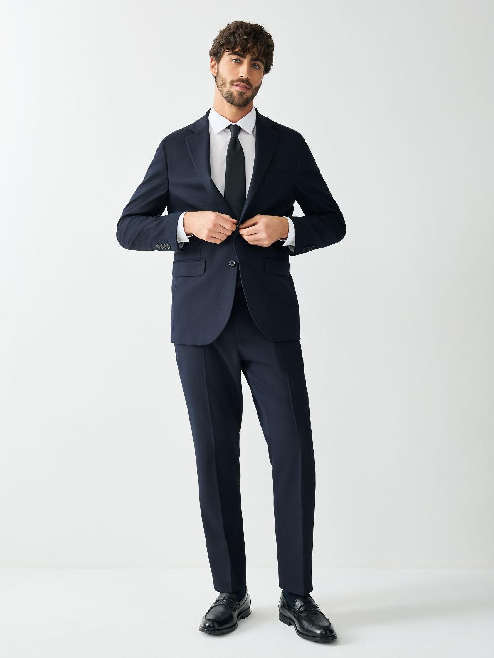 seraphine Navy Blue Tailored Fit Textured Suit Jacket seraphine Navy Blue Tailored Fit Textured Suit Jacket