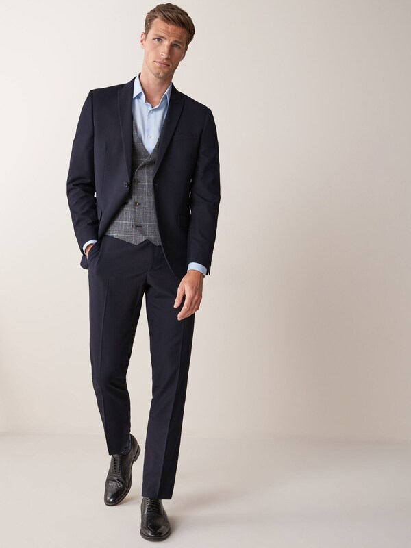 seraphine Navy Blue Tailored Fit Two Button Suit Jacket