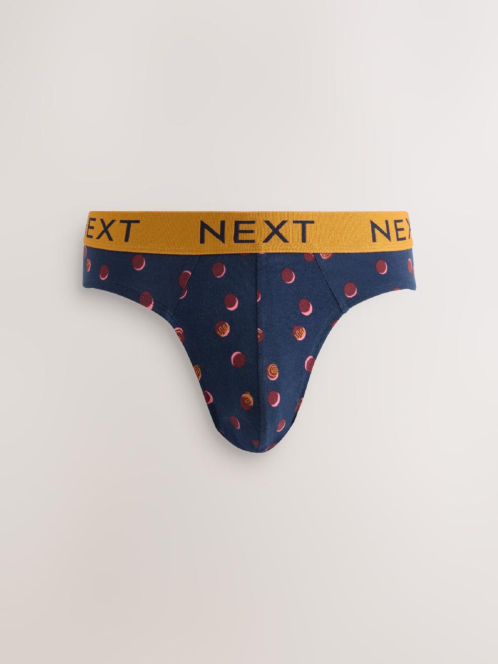 seraphine Navy Burgundy Spot Stripe 5 Pack Cotton Rich Briefs