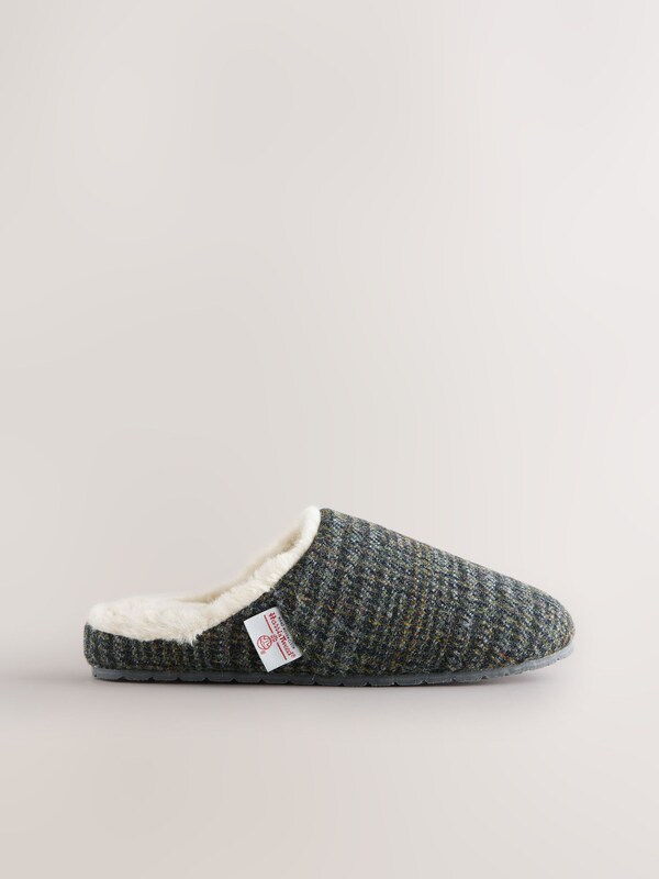 Seraphine Navy Signature Harris Tweed Mule Slippers