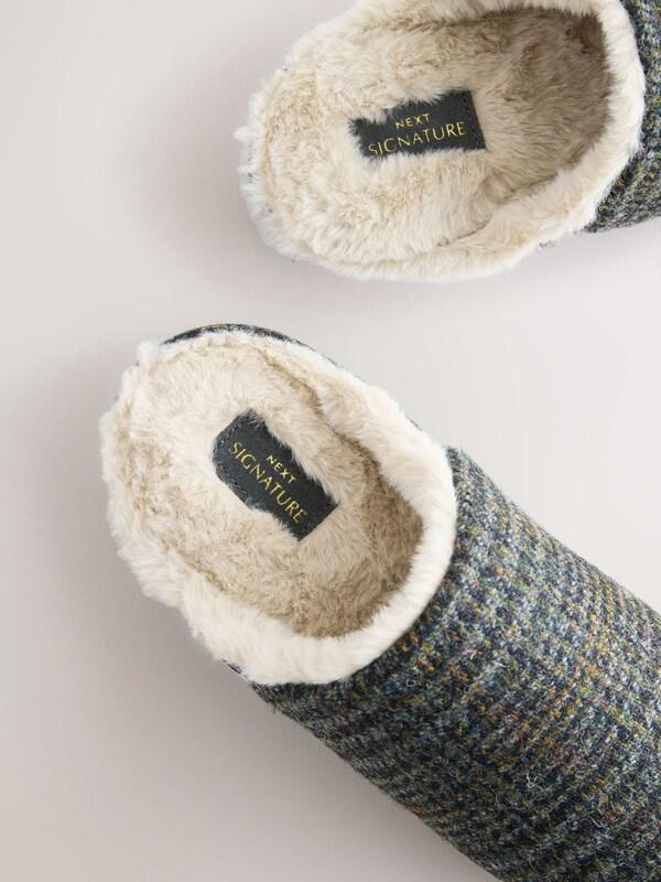 Seraphine Navy Signature Harris Tweed Mule Slippers