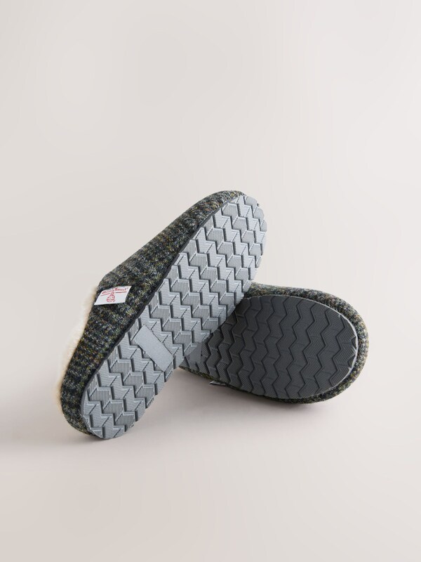 Seraphine Navy Signature Harris Tweed Mule Slippers