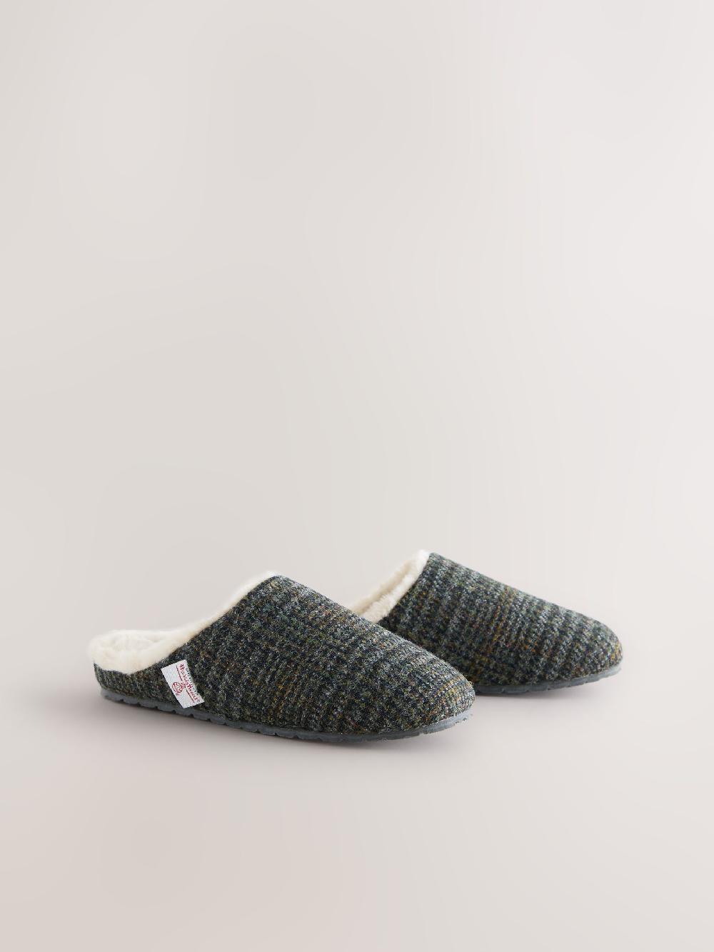 seraphine Navy Signature Harris Tweed Mule Slippers