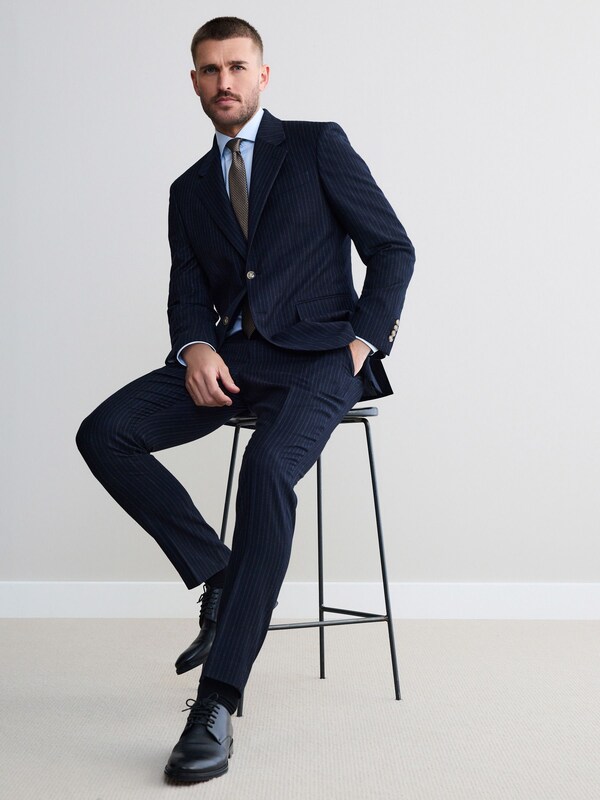 Seraphine Navy Signature Stripe Empire Mills British 100% Wool Suit Jacket