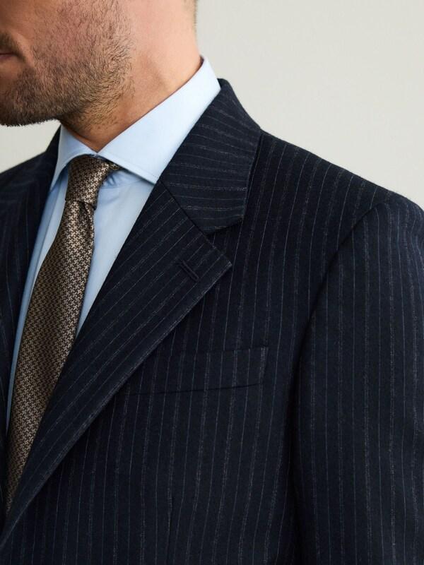 Seraphine Navy Signature Stripe Empire Mills British 100% Wool Suit Jacket