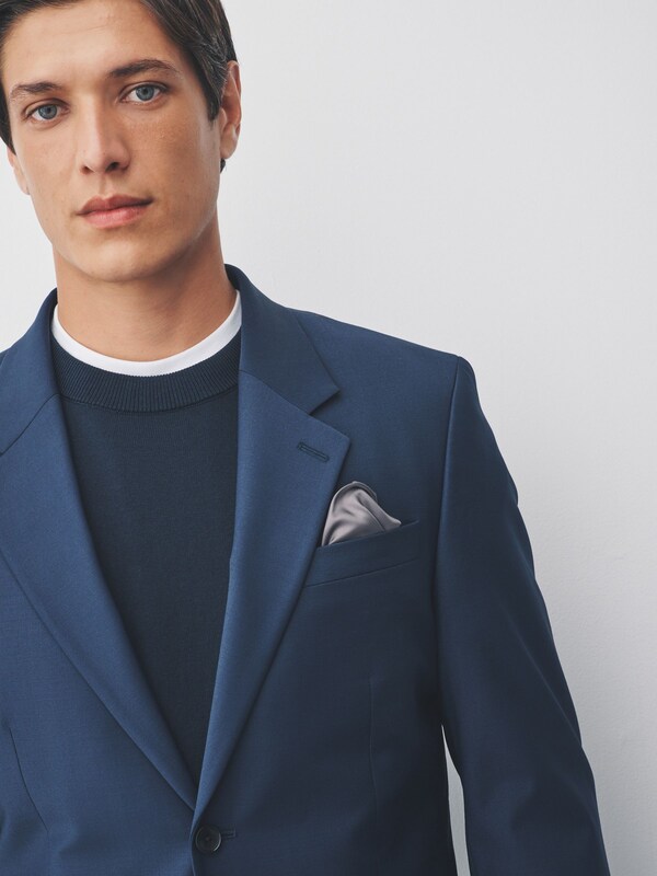 Seraphine Navy Slim Fit Tailored Fit Wool Blend Motionflex Suit Jacket