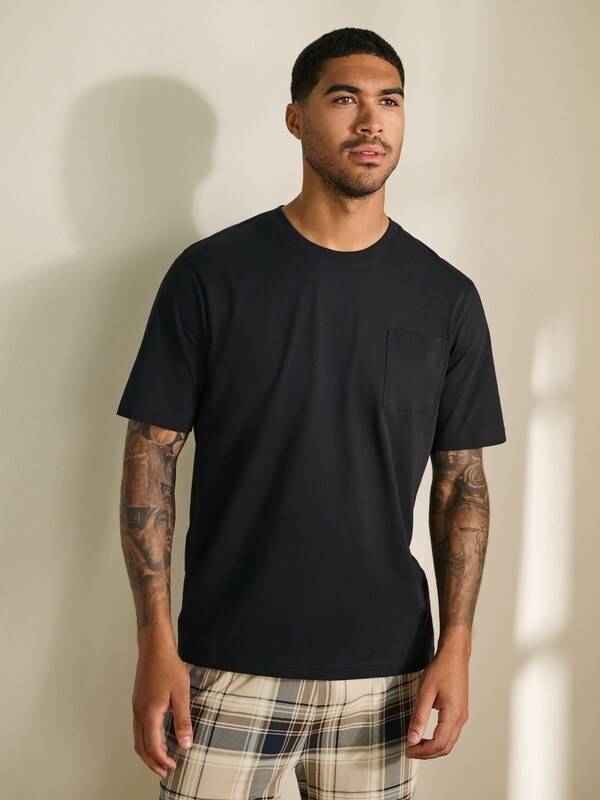 Seraphine Neutral/Black Check Short Sleeve Jersey Pyjamas Set