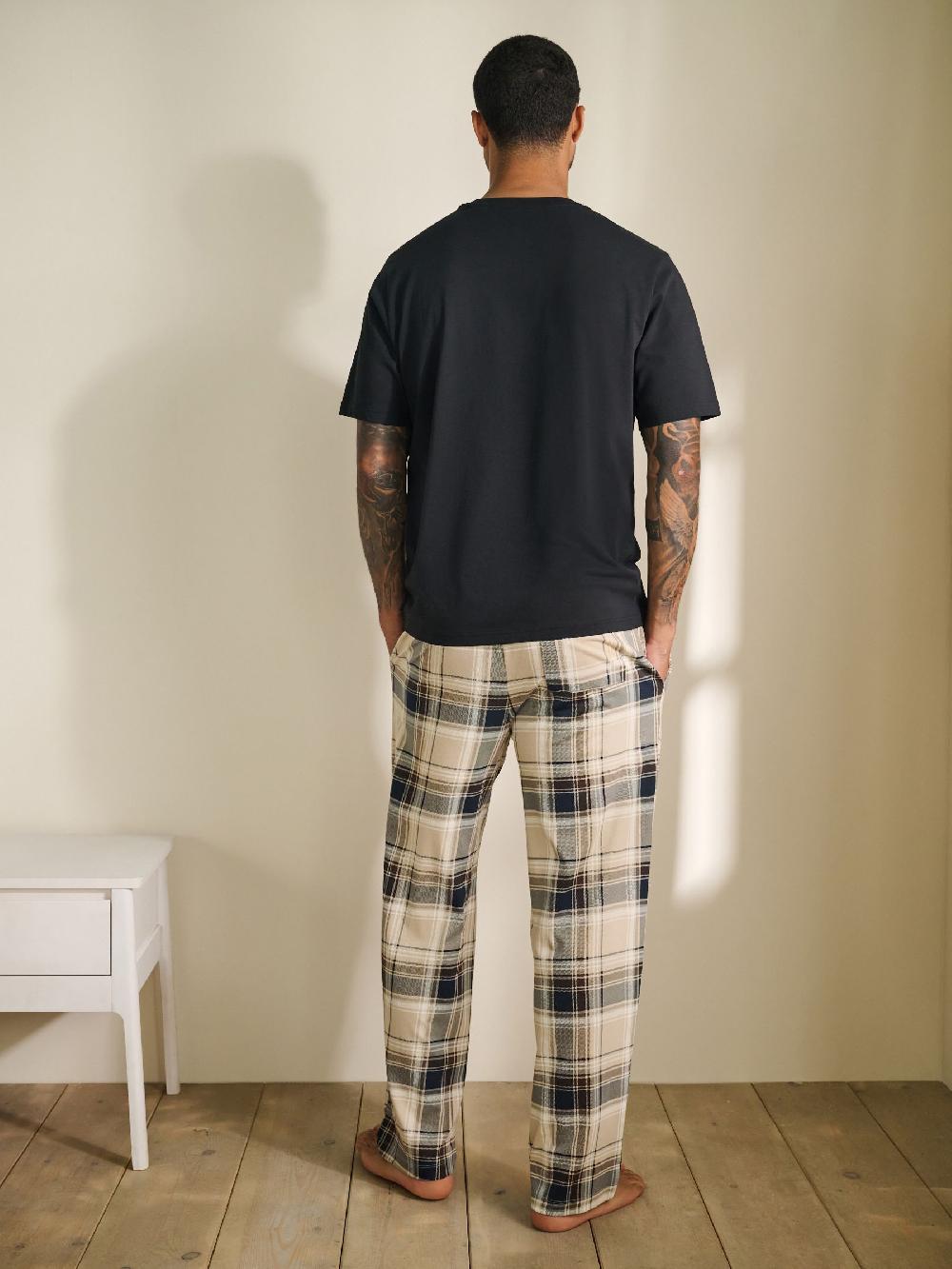 seraphine Neutral/Black Check Short Sleeve Jersey Pyjamas Set