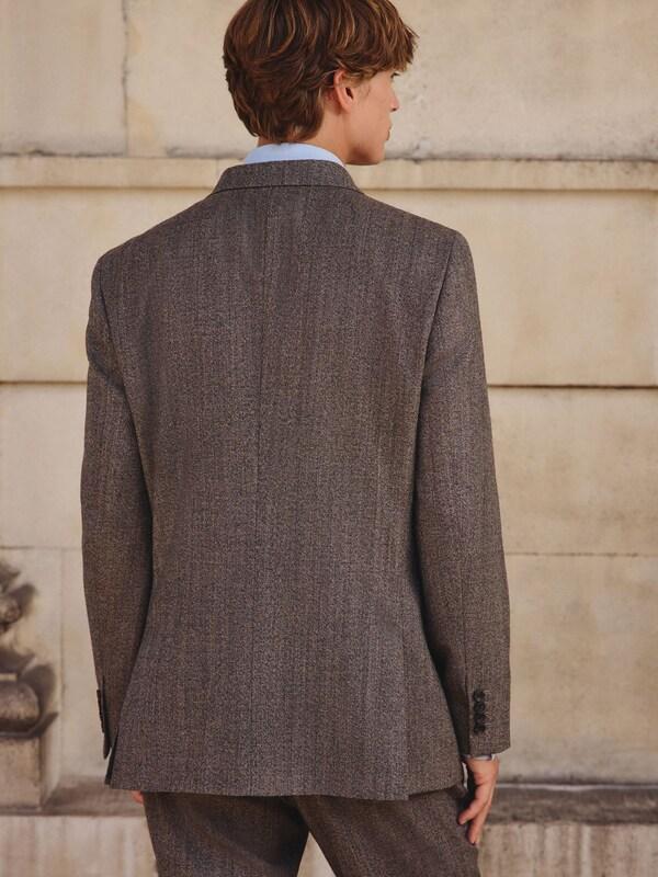 Seraphine Neutral Double Breasted Merino Wool Blend Suit Jacket