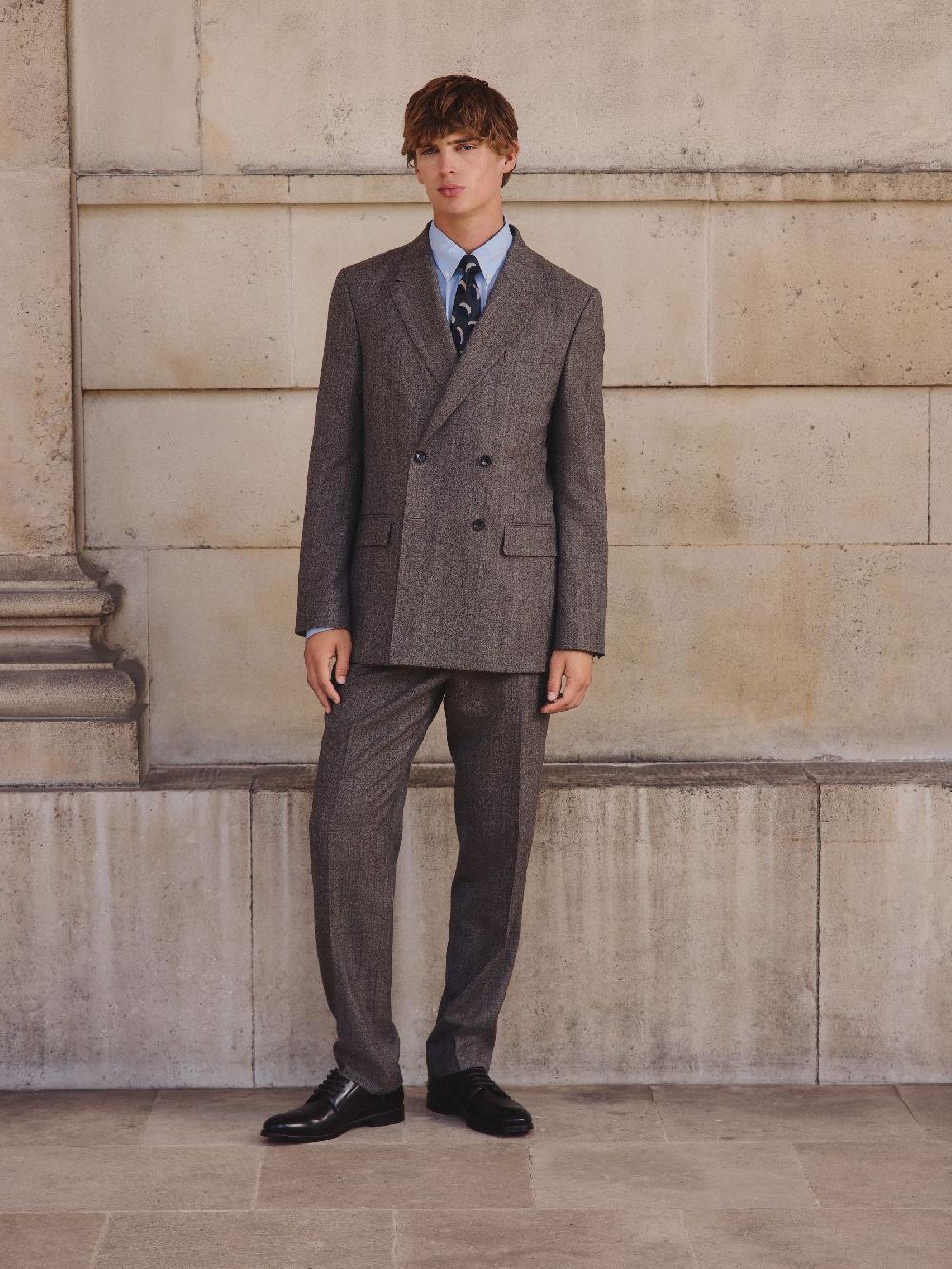 seraphine Neutral Double Breasted Merino Wool Blend Suit Jacket seraphine Neutral Double Breasted Merino Wool Blend Suit Jacket