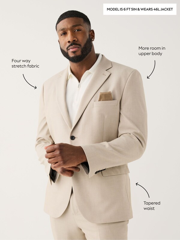 Seraphine Neutral Muscle Fit Motionflex Stretch Suit Jacket