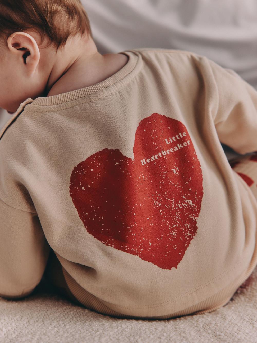 seraphine Neutral/Red Heartbreaker Sweatshirt and Leggings Baby Set (0mths-2yrs)